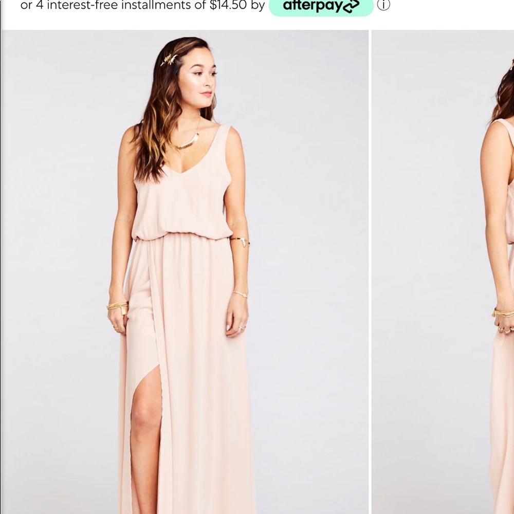 Show me your Mumu bridesmaid dress Kendall maxi- Dusty Blush Crisp